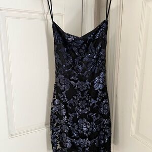 Lucy in the Sky. Elegant Black and Blue Sequin Dress